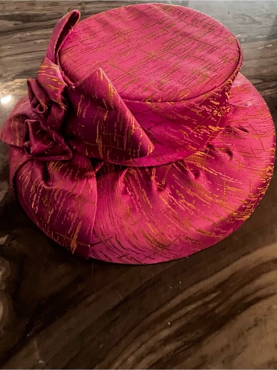 Terramina Purple Gold Double Rosette Hat Church Derby Queen Elizabeth